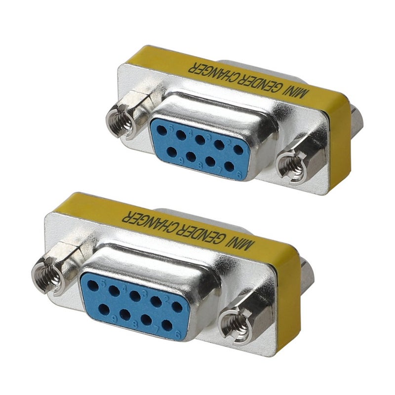 WOVTE DB9 Female to Female Mini Gender Changer Coupler Adapter Connector Pack of 2 (VGA/SVGA 9/9) - Image 1